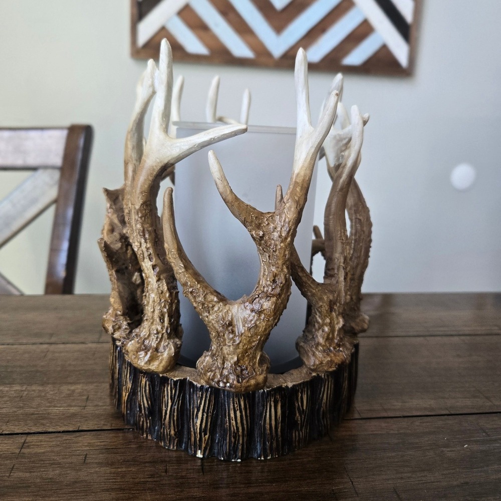 Pink Zebra Antler Wax Warmer Home Decor Brown Rustic Lodge Fragrance Lamp